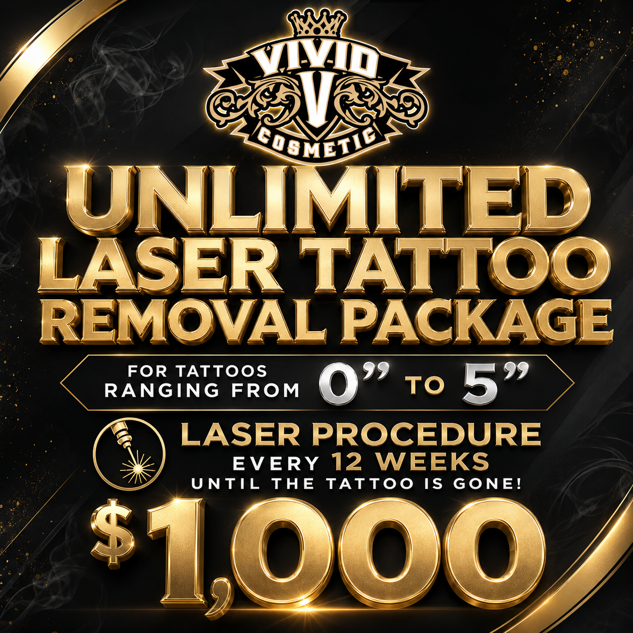 Unlimited Laser Tattoo Removal (0" to 5")